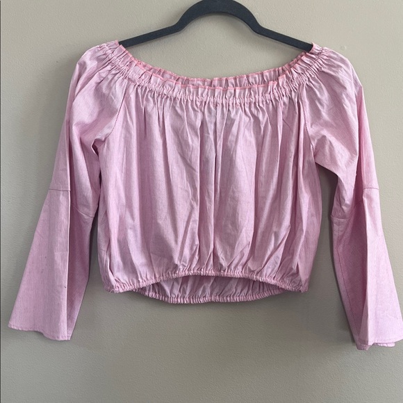 Bebe stripe bell sleeve crop top size red /white medium new - Picture 8 of 12